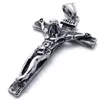 Collana pendente da uomo in acciaio inossidabile Gesù Cristo croce crocifisso, catena da 24 pollici