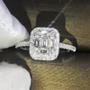 Fijne sieraden 100% real 925 sterling zilveren ring t vorm diamant CZ-engagement trouwband ringen voor vrouwen bruids sieraden