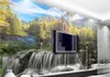 Papel tapiz personalizado para paredes 3 D Forest Sunshine Wallpaper 3D cascada, cielo azul sala de estar Murales de pared TV telón de fondo Papel de Parede 3D