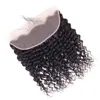 10A Feixes de Cabelo Humano Onda Profunda Com Frontal Cutícula Brasileira Cabelo Alinhado 3 Feixes Com Fechamento Orelha a Orelha 13x4 Renda Frontal E271B