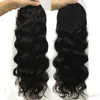 120g-160g Brazilian Clip In Human Ponytail Hair Extensions deep Wave Drawstring ponytail for black women one dornor Hair Wavy ponytails 1b