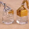 High Quality 5ml car hanging perfume diffuser glass bottle square car perfume bottle hanging decoration LX3012