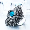 Nieuwe Indiase stijl Titanium Staal Ingelegde Turquoise Eagle Ring Men039s Women039s Verjaardagscadeau Vakantiecadeau Cocktailparty S4982781