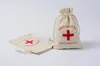 100 pcs Ressaca Kit Sacos de 10x14 cm Saco Titular Do Favor Do Casamento Red Cross Musselina Sacos de Presente De Linho De Algodão Recuperação Kit de Sobrevivência Evento Fornecedor do Partido