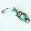 YYJFF D0696 Owl Style Aqua. Navel Belly Button Ring piercing body jewelry 1.6*11*5/8