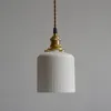 White handmade ceramic pendant lamp Modern pleated china suspension light hanging lamp restaurant hotel home bedside dinning room loft cafe