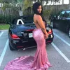 Sequined Dresses Halter Evening Sleeveless Mermaid Prom Backless Sweep Train Custom Made Formal Ocn Party Gowns