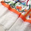2018 여름 민소매 꽃 인쇄 다채로운 레이스 Sundress Boho 제국 A 라인 스파게티 스트랩 활주로 디자이너 MIDI 여성 드레스