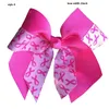 8" Breast Cancer Cheer with Elastic Band for Kids Girls Large Handmade Printed Ribbon Bows Hair Accessories 11style 10pcs