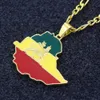 Weiyu Etiopiska Flagga Lion Karta Hängsmycke Halsband Kedja Kvinnor Män Guldfärg Smycken Afrika Etiopien Lion Halsband Kartor