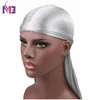 새로운 패션 남자의 새틴 Durags Bandana Turban 가발 남성 실키 두들리 모자 머리띠 해적 모자 헤어 액세서리