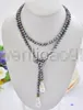 50" 8mm 22mm White keshi baroque Black round freshwater pearl necklace