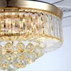 New stealth fan chandelier crystal chandelier European living room restaurant ceiling fans lamp 42 inch dimming LED LLFA