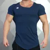 Camiseta deportiva de moda para Fitness, camiseta informal de moda para hombre, camiseta de culturismo, ropa de gimnasio, camiseta de algodón