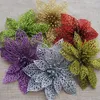 15 cm di colore diverso fiore di farfalla di plastica di natale cavo artificiale con rattan in polvere appiccicosa per la decorazione natalizia