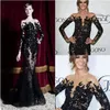 2019 Zuhair Murad Vestidos de Noite Mangas Compridas Renda Preta Vestido de Baile Sereia Vestidos de Festa Longos Vestidos para Ocasiões Especiais Dubai Árabe