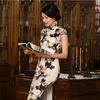 S-3XL Çin kadın saten cheongsam ipek uzun Qipao çin oryantal elbise geleneksel çin cheongsams ulusal rüzgar qipao