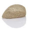 メッシュ麦わら帽子ピークベレットキャップフラットサンキャップを中空の夏の帽子