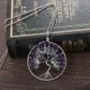 Qimoshi Tree of Life Keychain Natural Crystal Stone Handgjorda DIY Keychain Amethyst Charm Hänge Halsband Billiga Partihandel