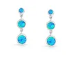 Vintage Blue Opal Drop Dangle Kolczyki Zestaw 925 Sterling Silver Fire Opal Round Stud Kolczyki Biżuteria Dla Kobiet