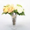 Bouquets de mariage à 5 têtes, fleurs artificielles roses, fausses fleurs décoratives pour fête de mariage