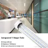 T8 Integrated 8 Feet 72 Watt V Shaped (270 Degrees Viewing Angle) 6000K Clear Lens Plug and Play Tube Light for Cooler Freezer