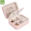 Small Portable Travel Leather Jewelry Storage Bag with Mirror Jewelry Organizer Gift Box for Rings Earring Necklace and Bracelet