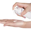 Promotie 35/60 / 110ml lege plastic pers lotion fles witte vrouwen cosmetische container kleine emulsie pot F706