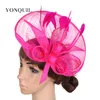 Femmes noir ou 17 couleurs fascinateurs 25cm grand chapeau secoue mariage sinamay chapeau de base plume ororn accessoires de cheveux tout seas5628681