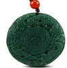 Naturalny rzeźbiony smok i Phoenix Hetan Jade Wisiorek Chiny Qingyu Zielone Naszyjnik Wisiorki