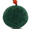 Natuurlijke gesneden Draak en Phoenix Hetian Jade Hanger China Qingyu Green Necklace Hangers