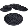 4.3inch 6pcs/set Black Round Silicone Drink Coasters Cup Mat Cup Costers Tableware with holder 60pcs AAA780