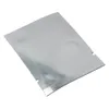 100pcs / parti 5x7cm klart / silver öppen topp aluminiumfolie matlagringspaketväska MyLar folie värme vakuum tätning mellanmål