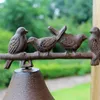 Gietijzeren Welkom Diner Bell Birds on Baars Decoratieve Wall Mount Hanging Doorbel Primitive Homet Garden Yard Cottage Decor Vintage Rustieke Bruin Antiek