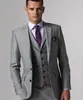 2018 por encargo traje gris claro vestido formal hombres trajes de boda para hombres Slim Fit novio esmoquin para hombres mejor traje de hombre (chaqueta + chaleco + pantalón + corbata)