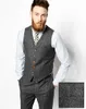 2019 vintage grijs tweed bruidegom slijtage wol visgroom bruidegom vesten zakken heren pak vesten heren jurk vest bruiloft vest 6 stijlen