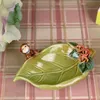 ceramic monkey leaf ashtray home decor crafts room decoration handicraft ornament porcelain figurine Storage dish decoration