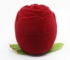 Flocking Red Jewelry Box Rose romantyczne kolczyki na wisieniu na wisiorka