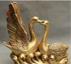 11 Chinois FengShui Cuivre Laiton Oiseau Amour Cygnus Canard Mouche Swan Statue Sculpture