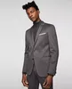 2018 Ultimi disegni di pantaloni grigi Slim Suit da uomo Set Casual Skinny Simple Men Tuxedo 2 pezzi (giacca + pantaloni) Smoking da sposa