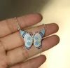 or argent rose or 3 couleurs coloré beau collier papillon style Bohême 925 argent sterling pavé cz turquoise mode 2834