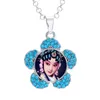 Collier pendentif avec bouton de sublimation pour femmes, pendentif en forme de fleur en zircon pour impression par transfert à chaud, cadeaux vierges