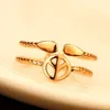 Peace Rings for Women Gold Plated Finger Rings Double Layer Vintage Open Ring Adjustable Wedding Party Costume Bijoux Accessories Jewelry