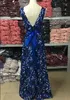 2023 Blue Floral Printed Prom-jurken Lange A-Line Backless avondjurken met sjerp Echte foto Strand Zomer vloeren Lengte jurken