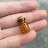 100 Stück 13 x 18 x 6 mm braune Glasflaschen mit Korken zum Selbermachen, 1 ml, leer, dekorativ, niedliche Glasfläschchen, Mini-Gläser