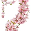 Sakura cerise rotin mariage arc décoration vigne fleurs artificielles maison fête décor soie lierre tenture murale guirlande couronne