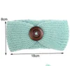 Cute Baby Girls Knit Wool Crochet Headband Woolen Yarnband Hairband z guzikiem Decor Winter Kids Infant Ear Headwrap