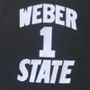 Дешевые майки колледжа Лилларда Weber State 0 Дамиан Лиллард Джерси мужчины черная спортивная баскетбольная форма