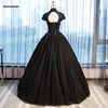 Black Gothic Wedding Dresses High Collar Casamento Vintage Bridal Gowns Shiny Beaded Appliques Vestido De Novia