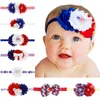 Neonate US Independence Day Fasce per capelli con strass in chiffon con fiore Fascia per capelli Sparkle Bands 4th of July Fascia per capelli Copricapo a righe 8 colori